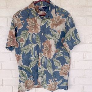 Polo by Ralph Lauren Floral Casual Button Down Shirt - Blue and Green